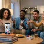 21 Brilliant TikTok Games to Play With Friends (No Props) 2026 Group of diverse friends enjoying a virtual party at home, smiling and having fun together.