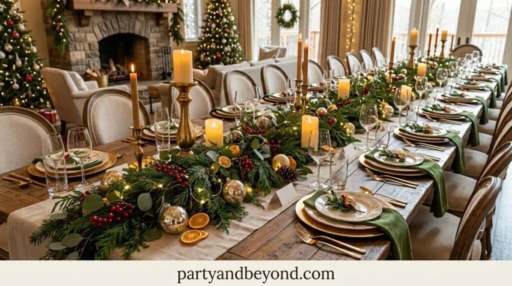 Christmas table arrangement for large family holiday gatherings Christmas Table Setting Ideas