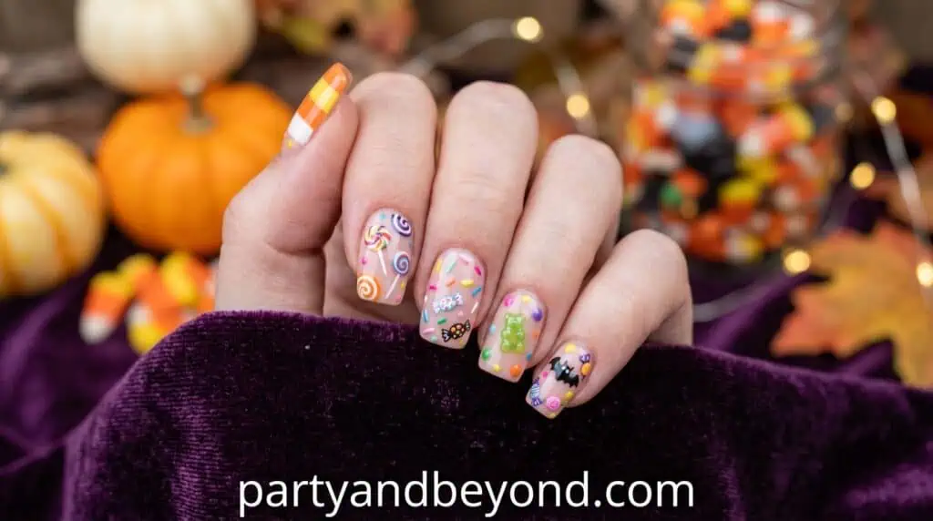 Lollipops, candy corn, sweets inspired designs۔