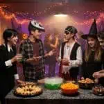 21 Halloween Party Ideas for Teens (That They Won't Find Cringey) Kids in Halloween costumes enjoying spooky party with treats and decorations.
