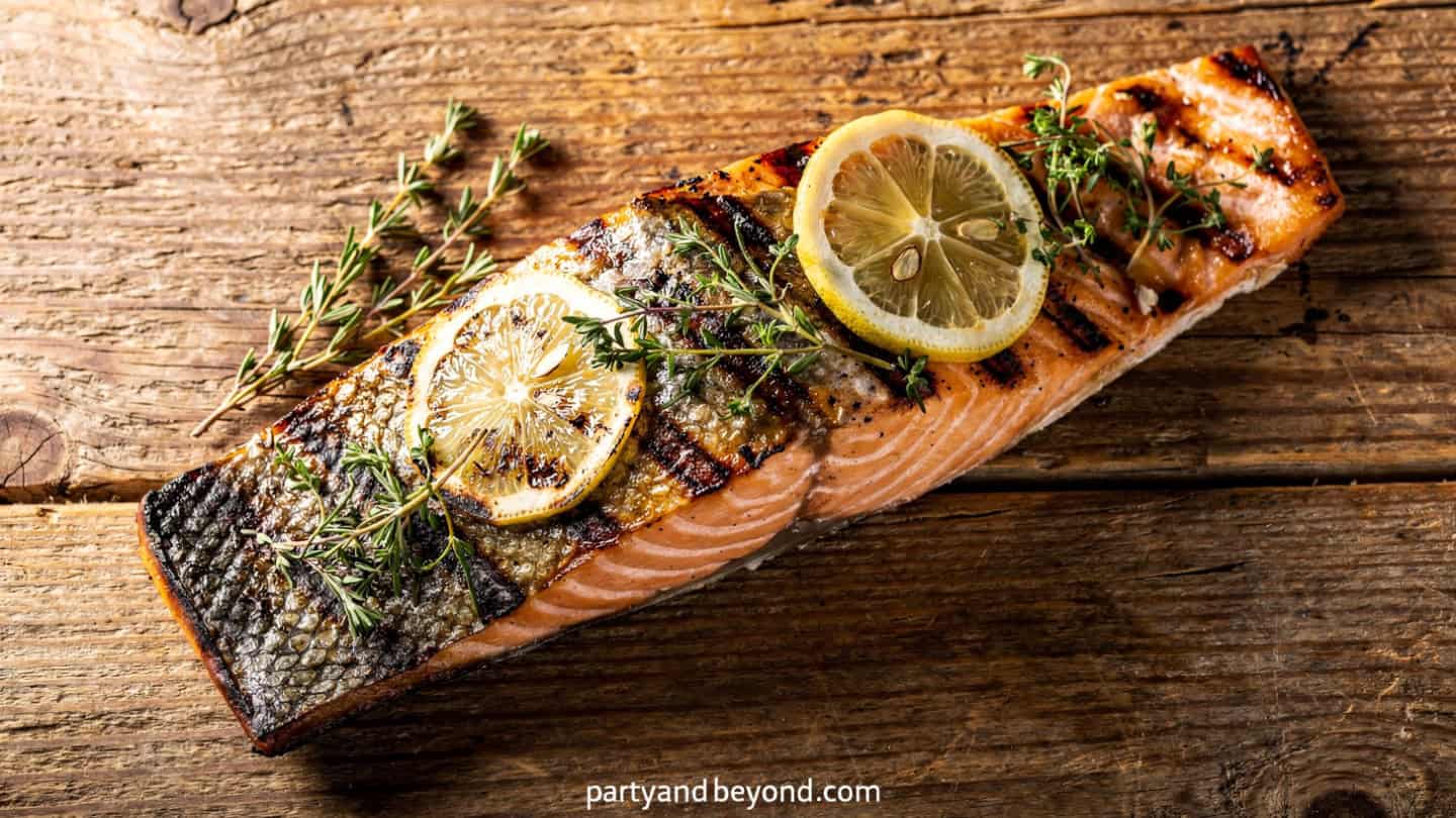Cedar plank grilled salmon with maple mustard glaze for summer entertaining