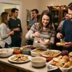 17 Thanksgiving Leftovers Party Ideas That Actually Work People enjoying a festive gathering with food and drinks.