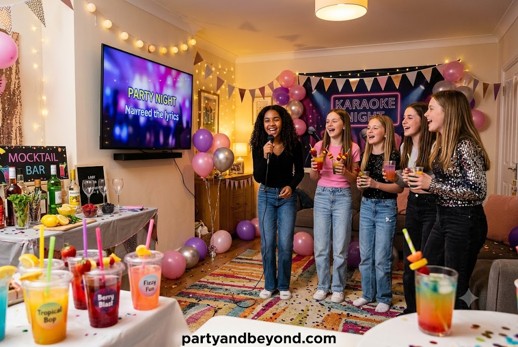 Karaoke birthday party with microphones and mocktails for teens
