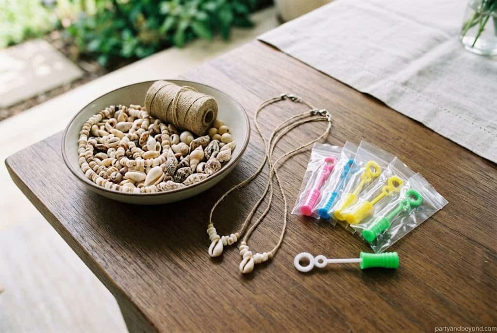 Mermaid-tail shaped favor bags filled with candy and small under-the-sea surprises.Mermaid Party Ideas