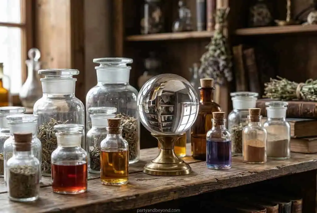 DIY crystal ball display using a glass bowl and LED light.