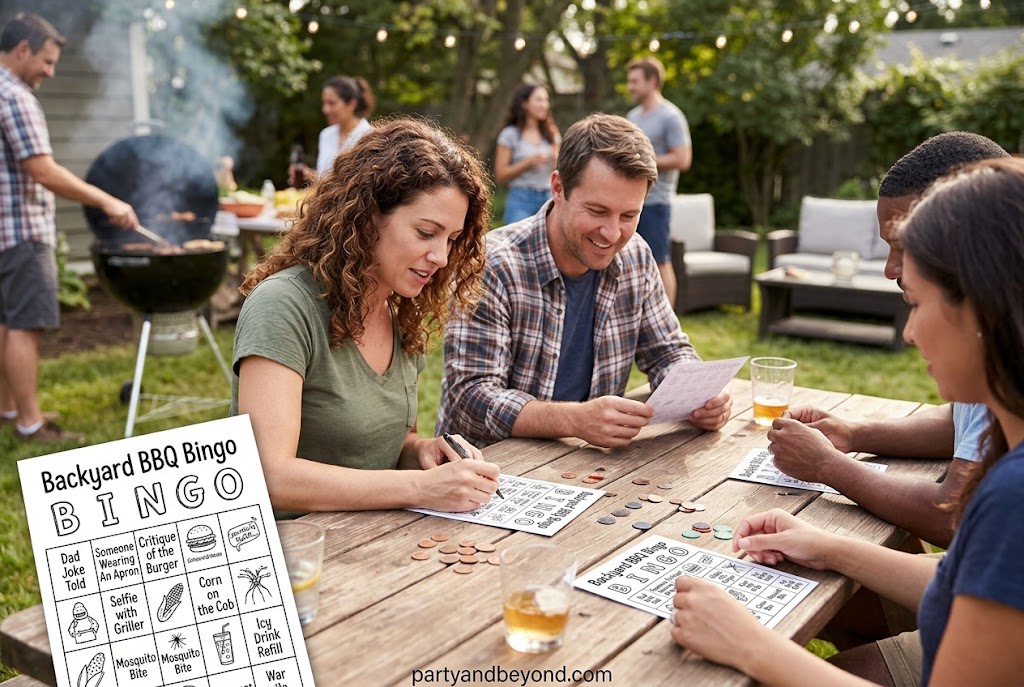 Printable backyard BBQ bingo game for guests of all ages