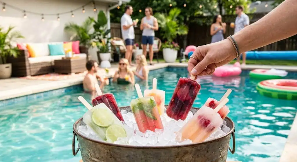 Boozy popsicles for an adult pool party
