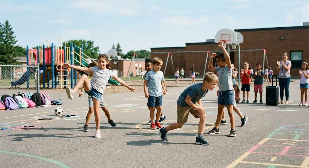 Freeze Dance: Recess Edition — back to school party games for kids