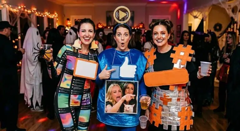 Group of women enjoying a lively party with colorful costumes and drinks at Party & Beyond! event.