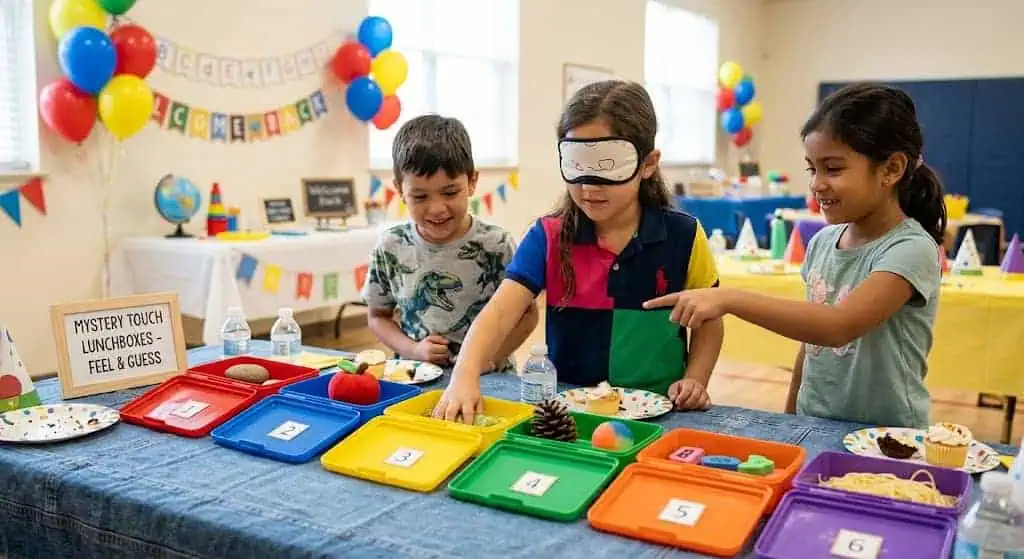Lunchbox Mystery Touch — back to school party games for kids