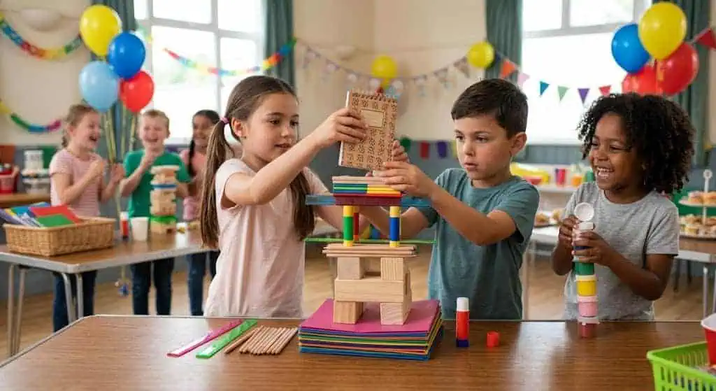 Supply Stack Challenge — back to school party games for kids