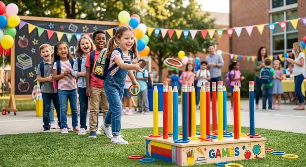 Pencil Ring Toss — back to school party games for kids